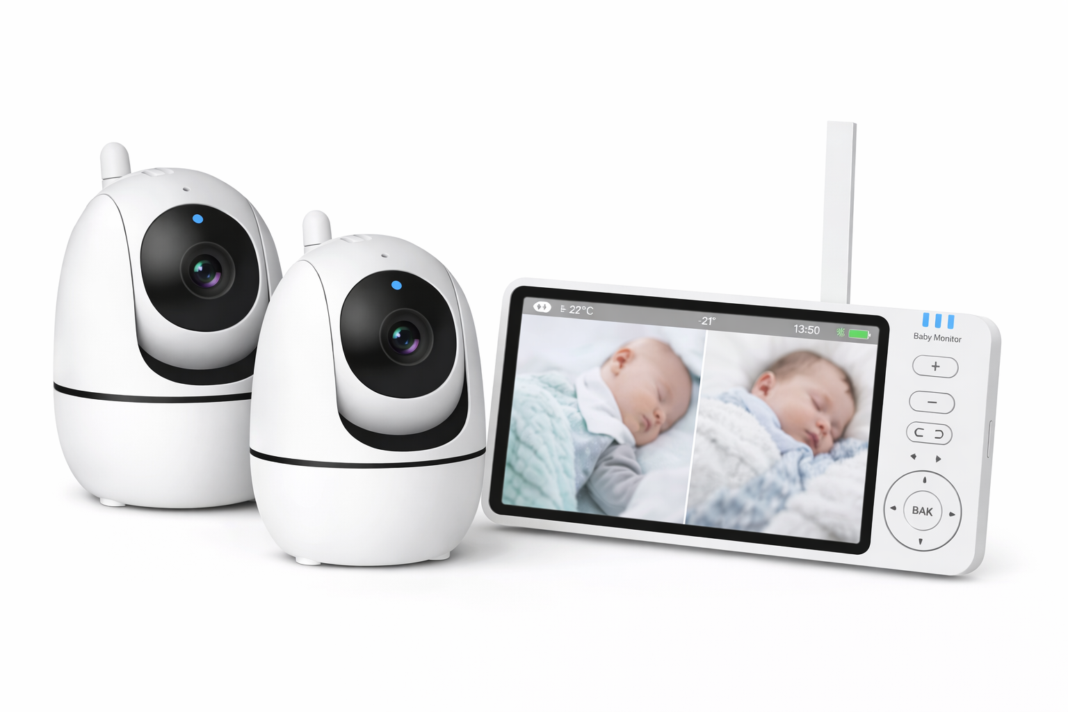 Babyphone vidéo Babyseren avec moniteur 7" HD et 2 caméras | vision nocturne, audio bidirectionnel